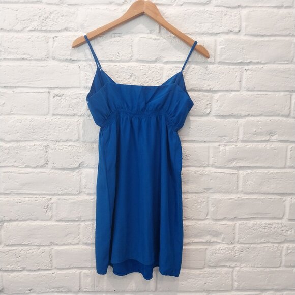 100% Silk Mini Slip Dress Blue Medium Strappy Twelfth Street by Cynthia Vincent. - Picture 2 of 9